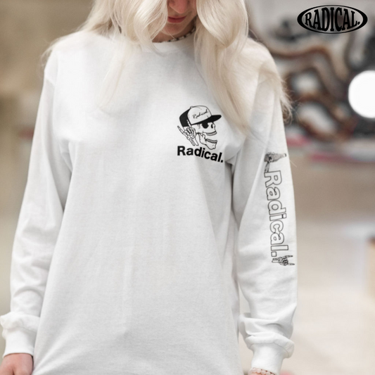 Radical. Too Rad unisex Long Sleeve T-shirt, White