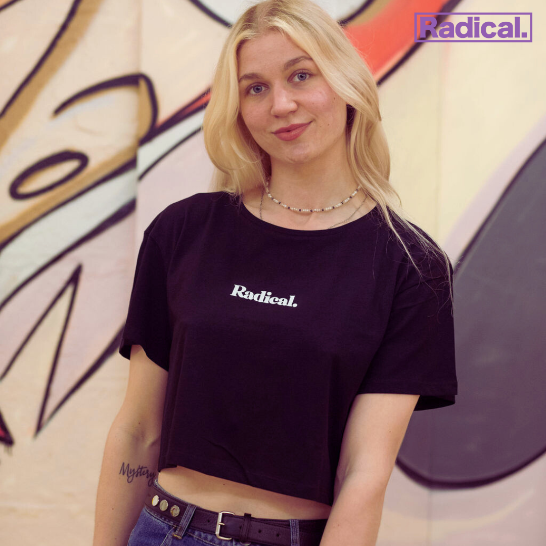 Radical. R Logo Cropped T-shirt, Black