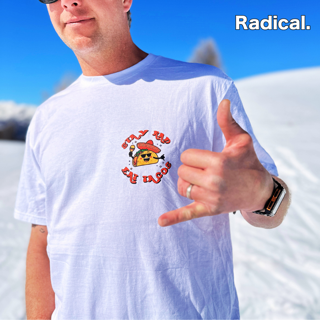 Radical. Rad Tacos T-shirt, Unisex, White