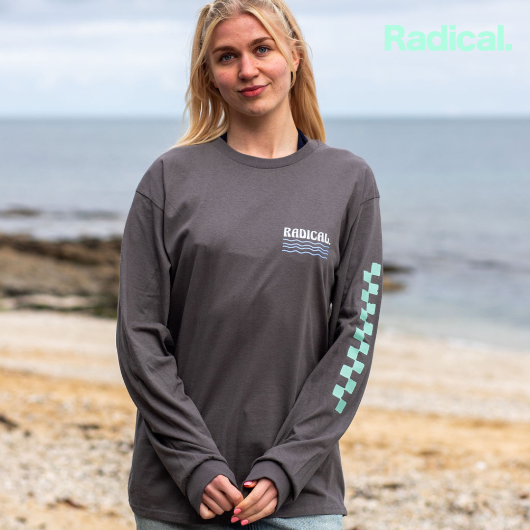 Radical. Waves Unisex Long Sleeve T-shirt, Grey
