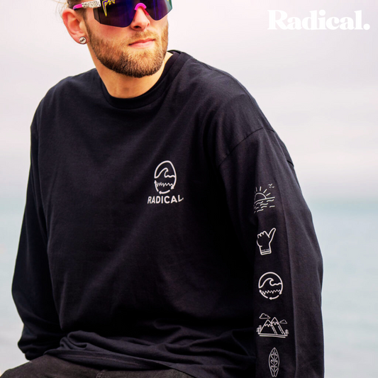 Radical. Wave 2.0 unisex Long Sleeve T-shirt, Black