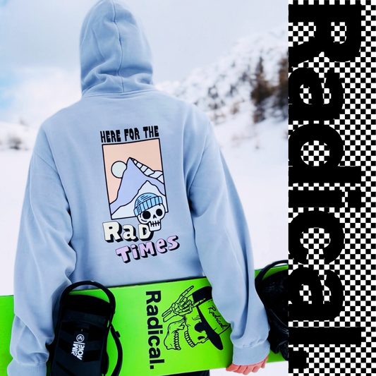 Radical. Here For The Rad Times Oversized Unisex Hoodie, Powder Blue