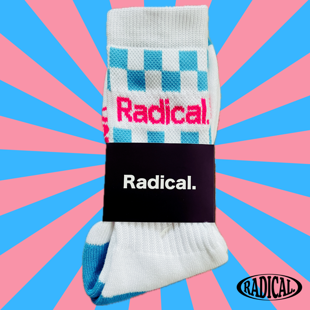Radical. Rad Check Socks, Blue/Pink/White