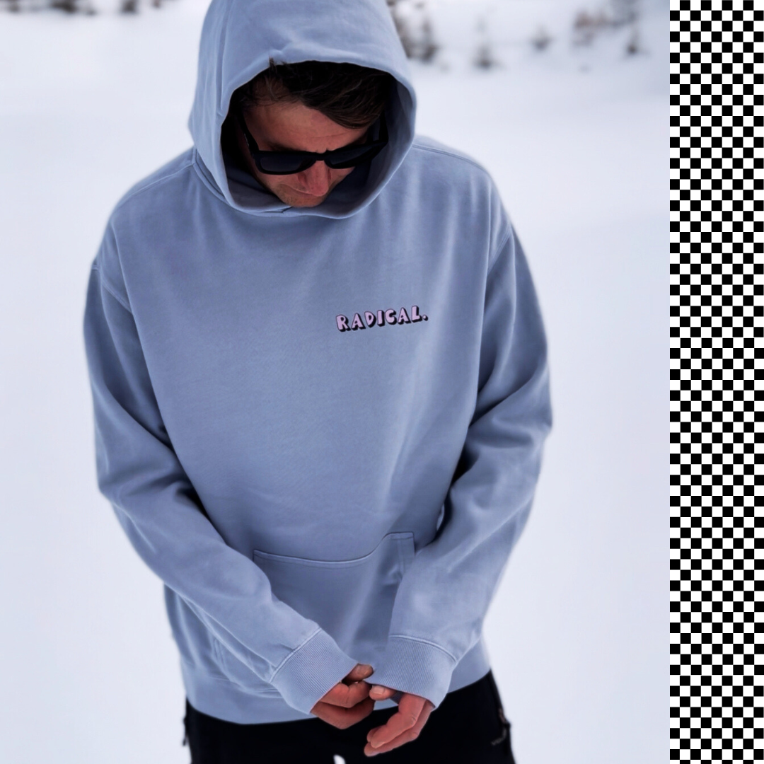 Radical. Here For The Rad Times Oversized Unisex Hoodie, Powder Blue