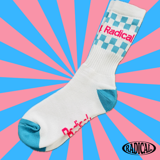 Radical. Rad Check Socks, Blue/Pink/White