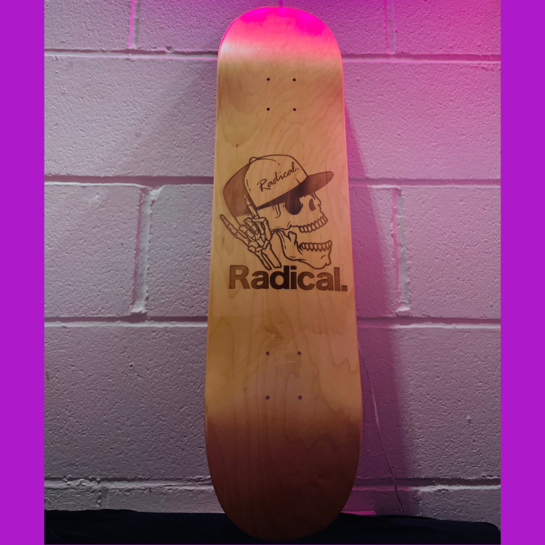 Radical. Skull Logo Skateboard Deck, 7.75 Wide