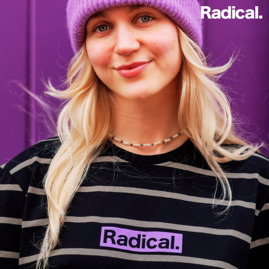 Radical. Striped, Unisex T-shirt, Black/Purple