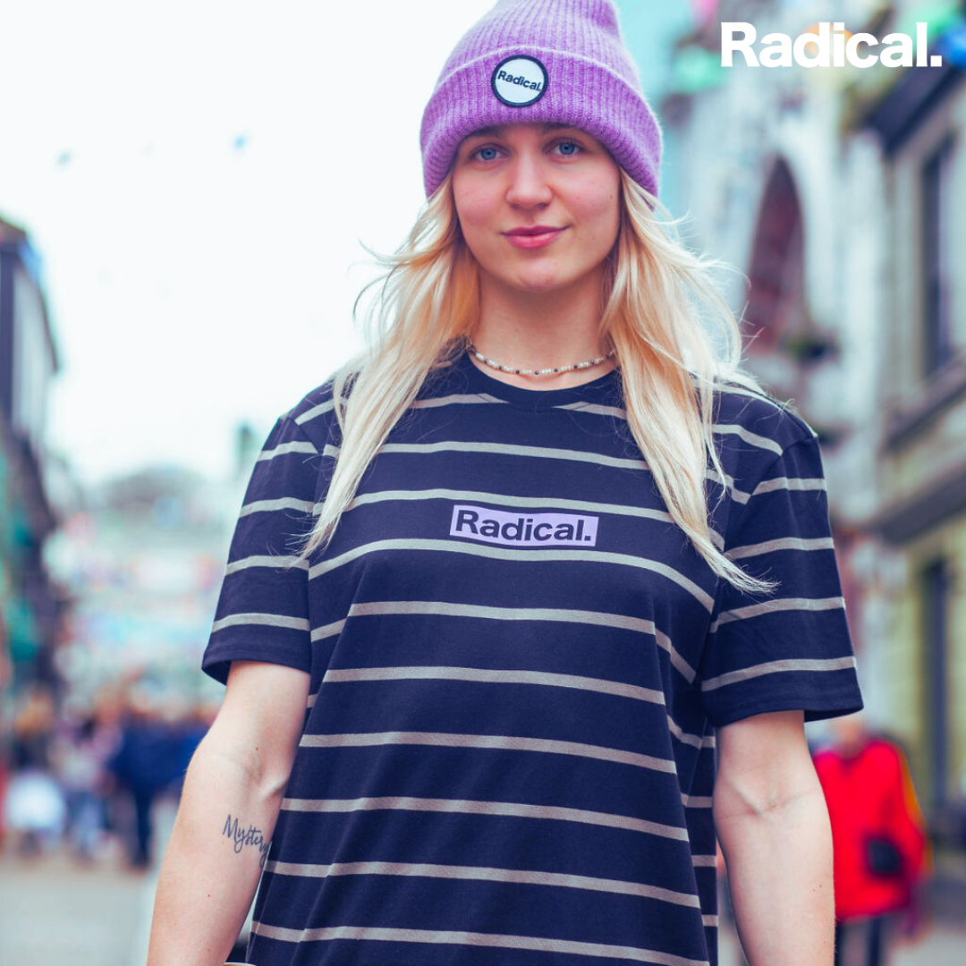 Radical. Striped, Unisex T-shirt, Black/Purple