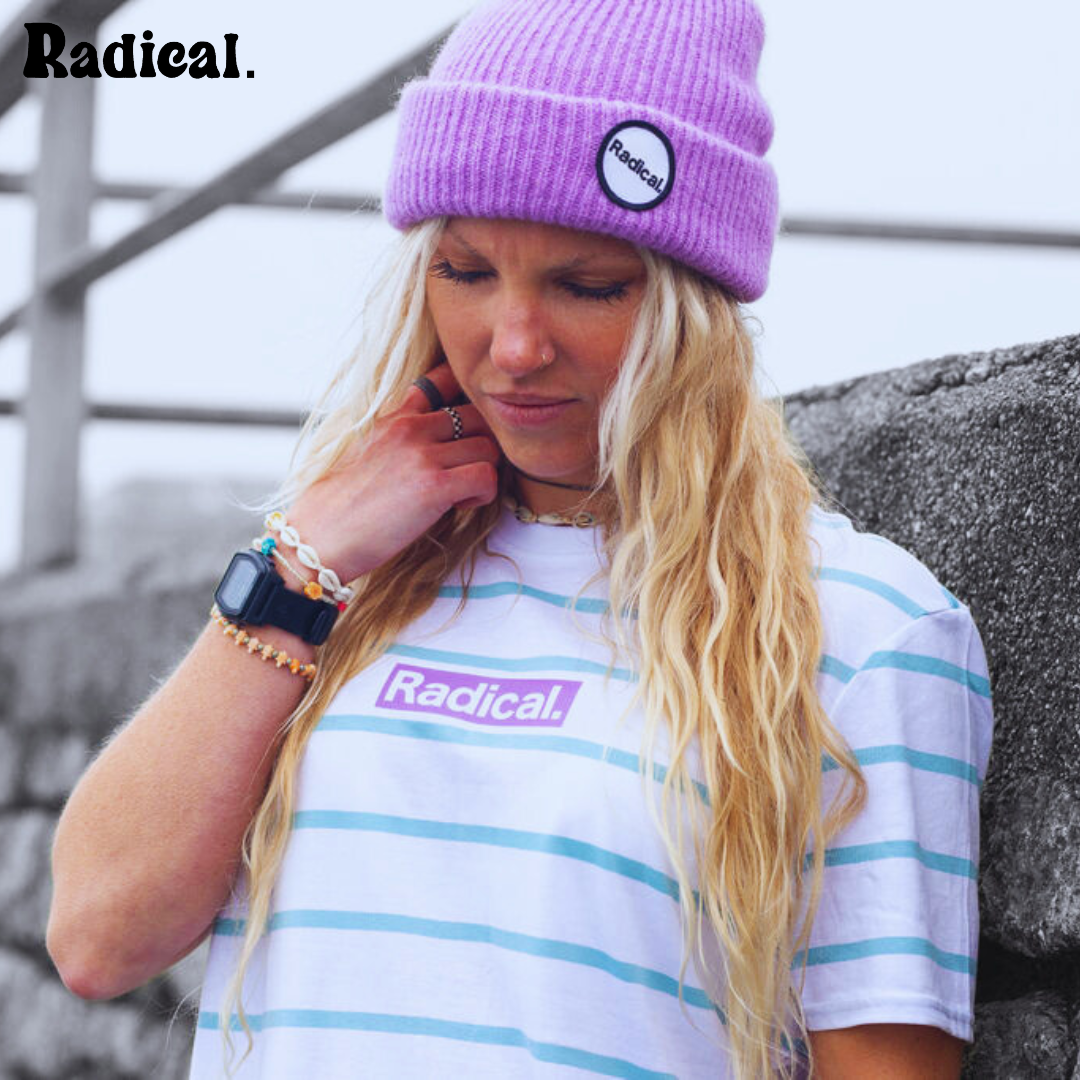 Radical. Striped, Unisex T-shirt, White/Purple