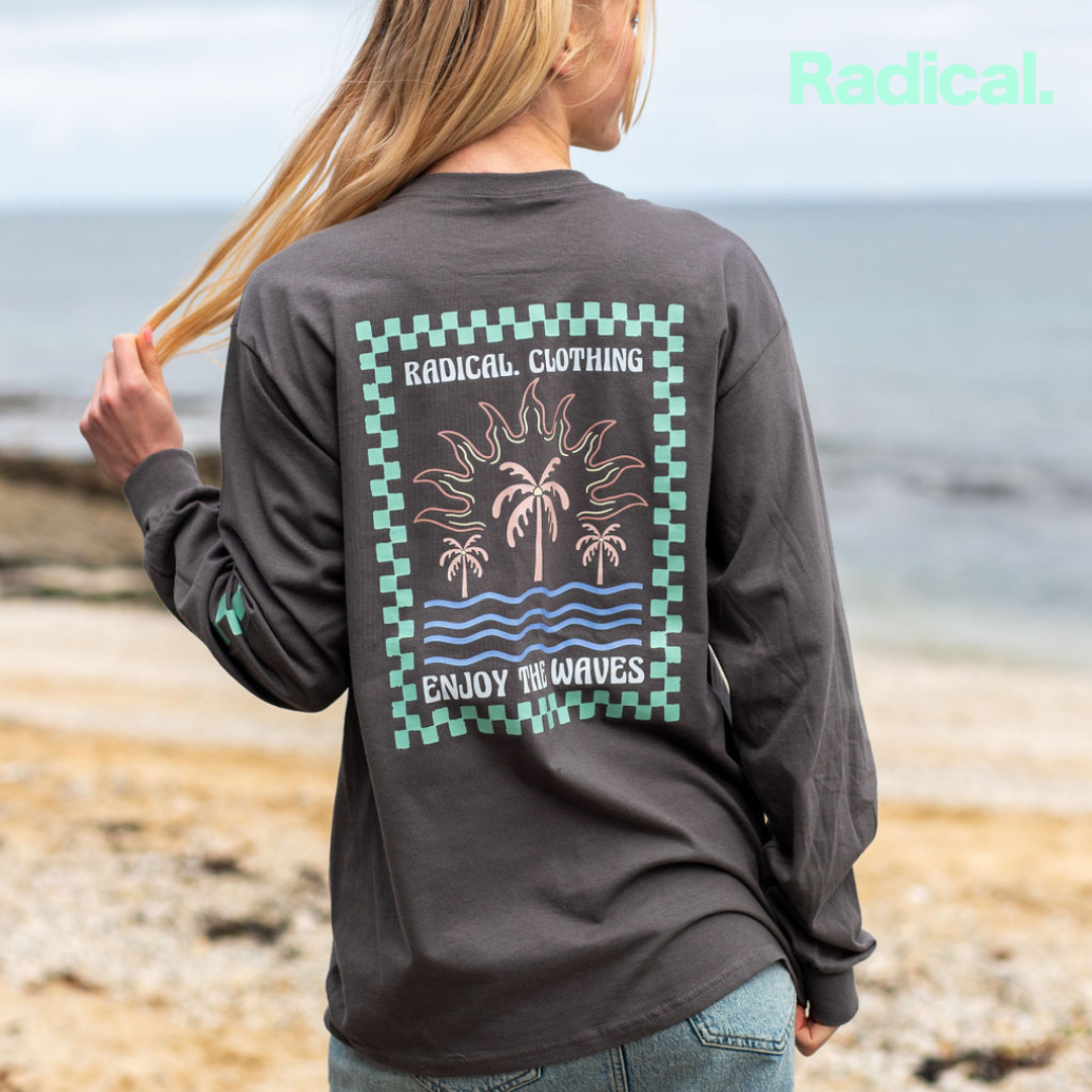 Radical. Waves Unisex Long Sleeve T-shirt, Grey