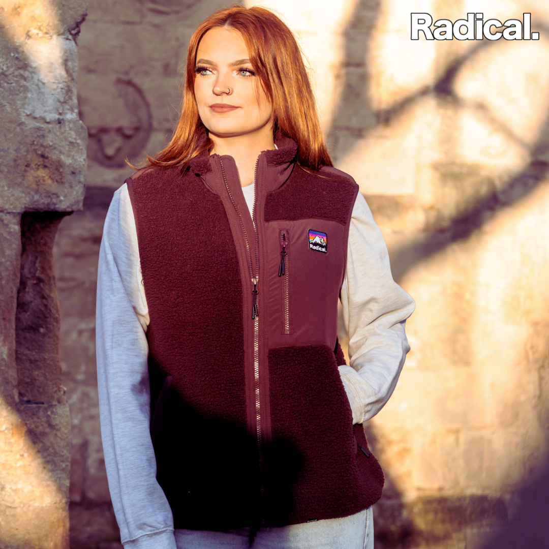 Radical. Sherpa Fleece Gilet, Unisex, Maroon