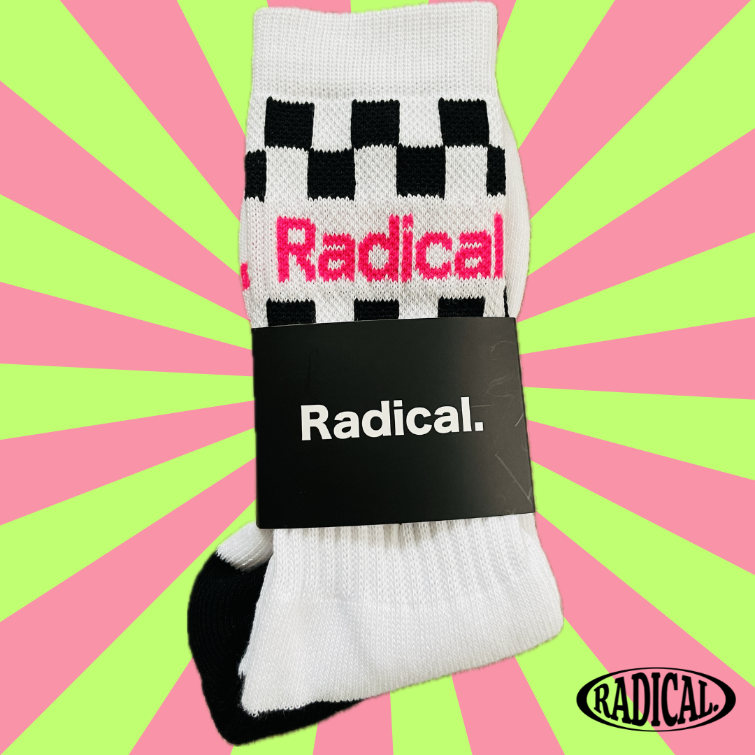 Radical. Rad Check Socks, Black/Pink/White