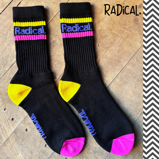 Radical. Colour Stripe Socks, Black/Pink/Yellow