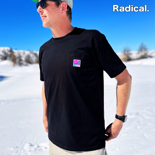 Radical. Stamp Collection Pocket T-shirt, Unisex, Black