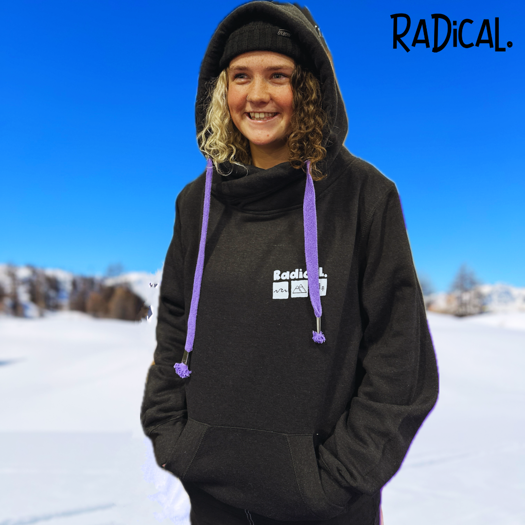 Radical. Cross Neck Unisex Hoodie, Faded Black