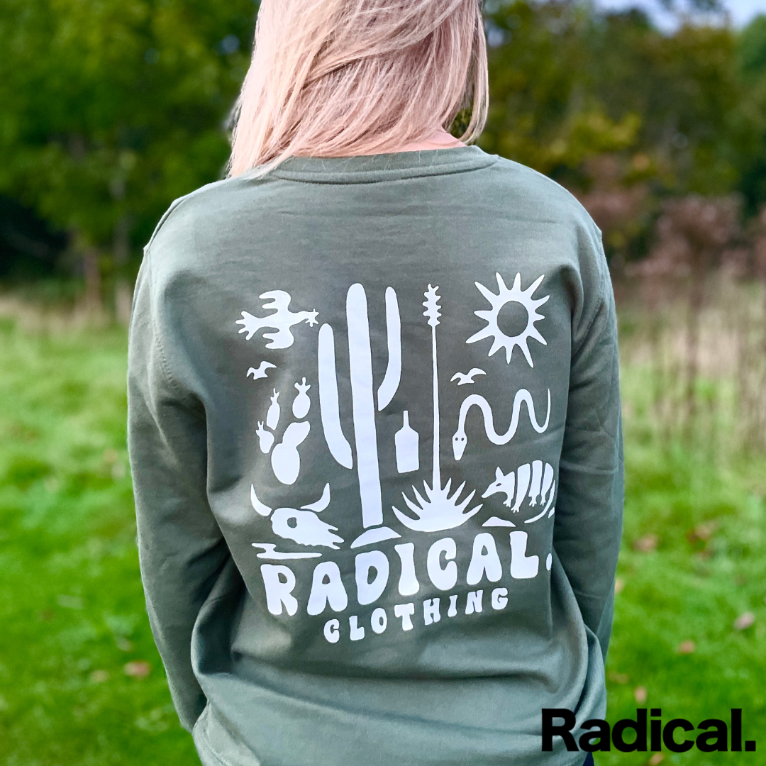 Radical. Desert Unisex Sweatshirt, Autumn Green