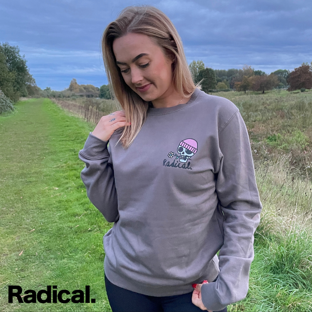 Radical. Happy Times Unisex Sweatshirt, Grey