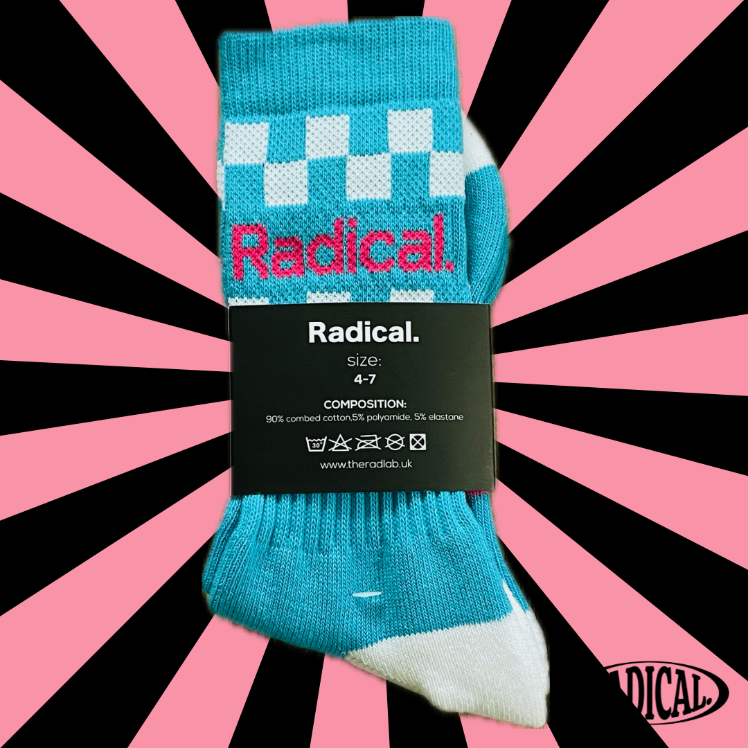 Radical. Rad Check Socks, Blue/Pink/White