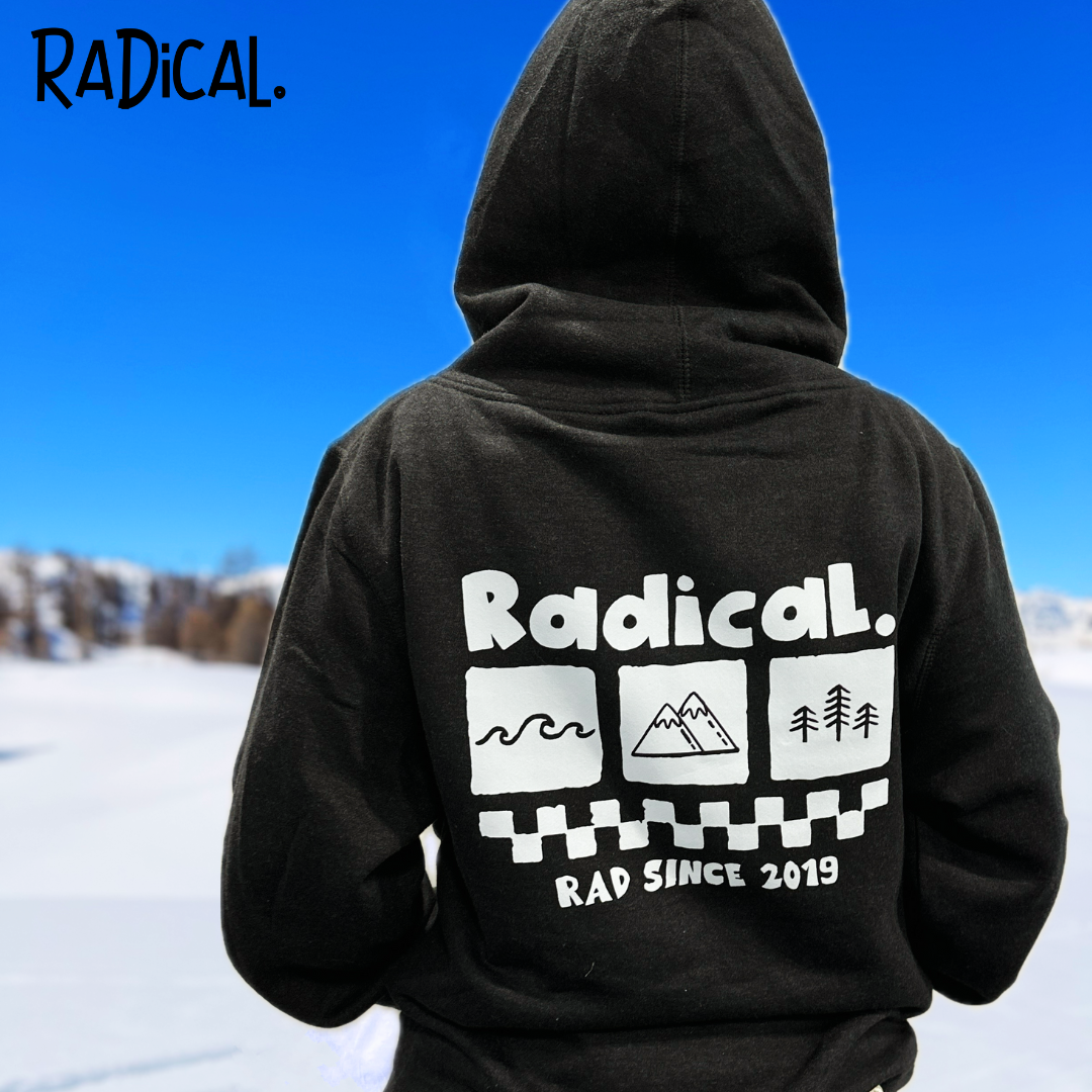 Radical. Cross Neck Unisex Hoodie, Faded Black