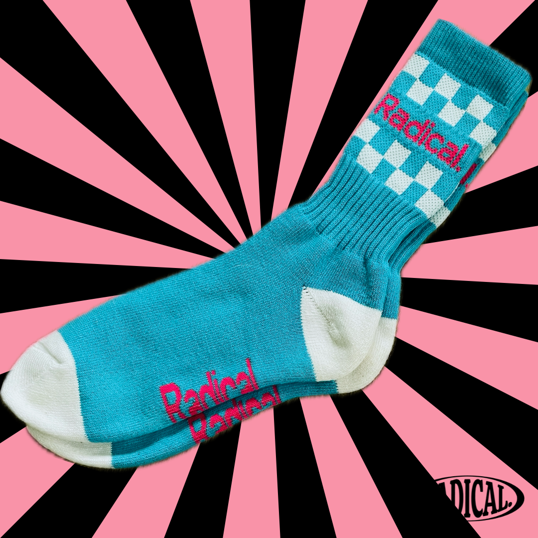 Radical. Rad Check Socks, Blue/Pink/White