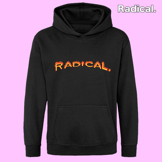 Radical. Flame Logo Hoodie, Kids, Faded Black