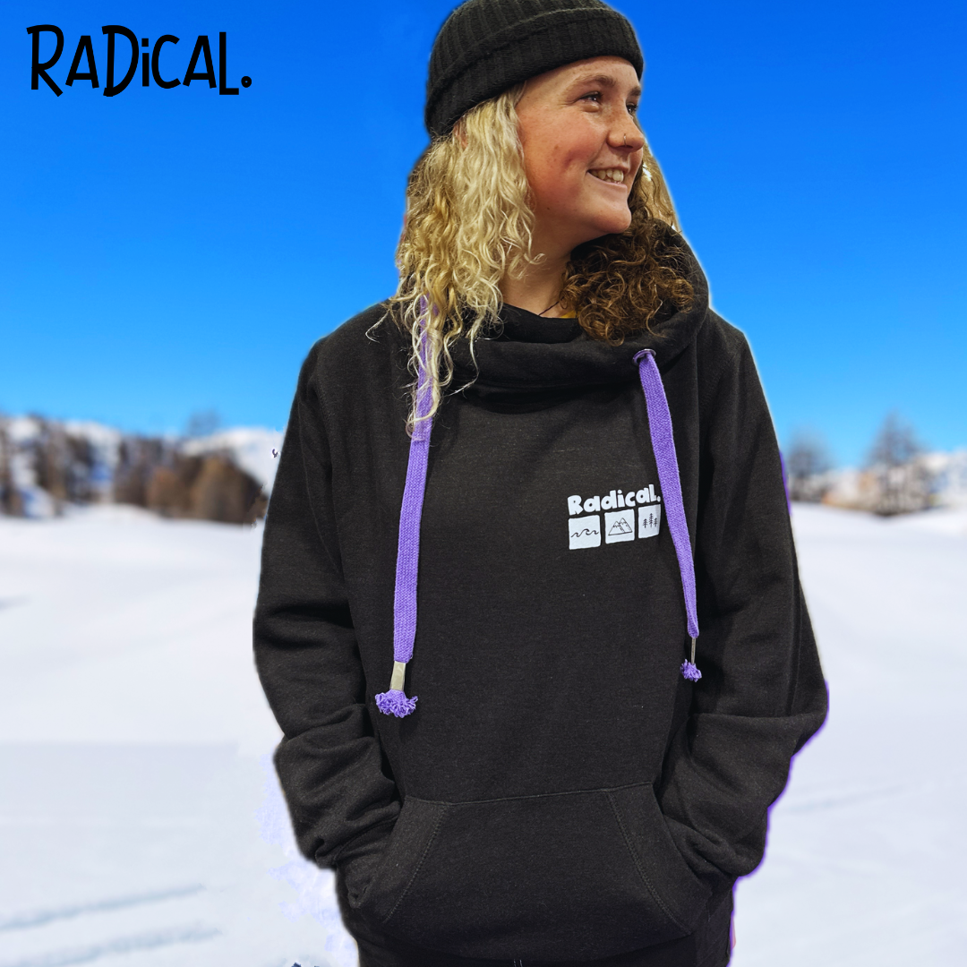 Radical. Cross Neck Unisex Hoodie, Faded Black