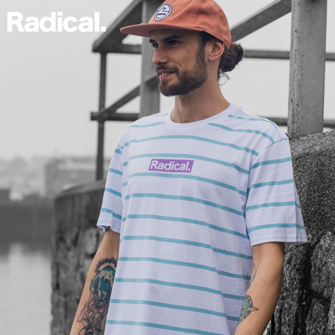 Radical. Striped, Unisex T-shirt, White/Purple