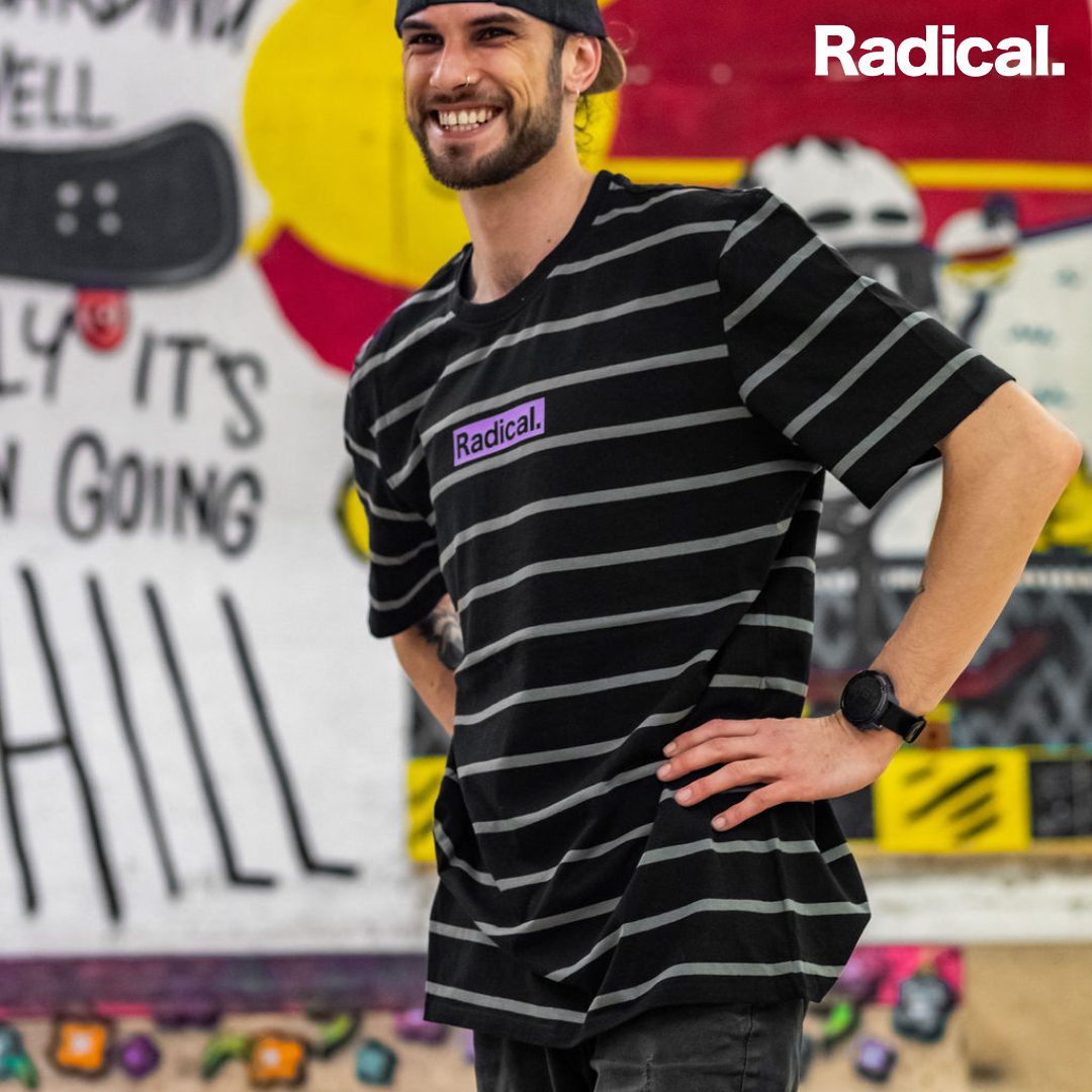 Radical. Striped, Unisex T-shirt, Black/Purple